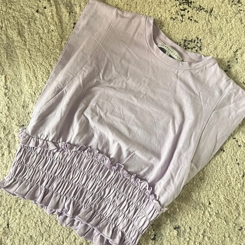 Endless Rose Lilac Ruched Short Sleeve Top - Picture 1 of 2